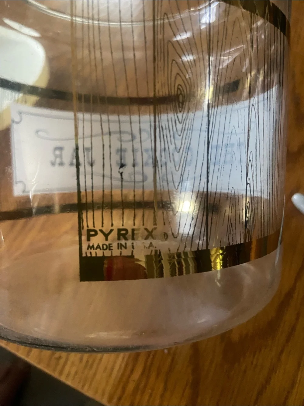 VTG 1960’s Pyrex “The Cookie Jar” Barrel Glass Cookie Jar